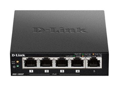 D-Link DGS 1005P - Switch - 5 x 10/100/1000 (4 PoE+) - desktop - PoE+ (60 W)